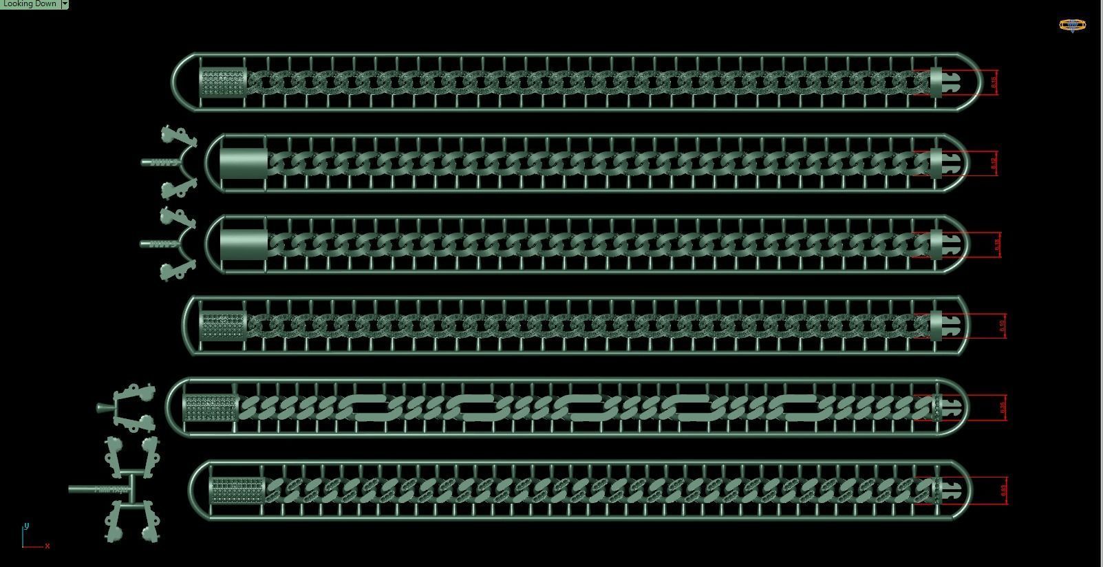 Cubans Collection 24 Fusion Link Chain Bracelets and Necklaces 3D print model_6