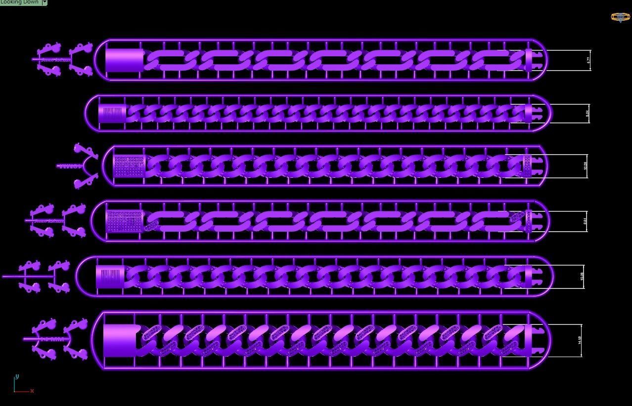 Cubans Collection 24 Fusion Link Chain Bracelets and Necklaces 3D print model_12