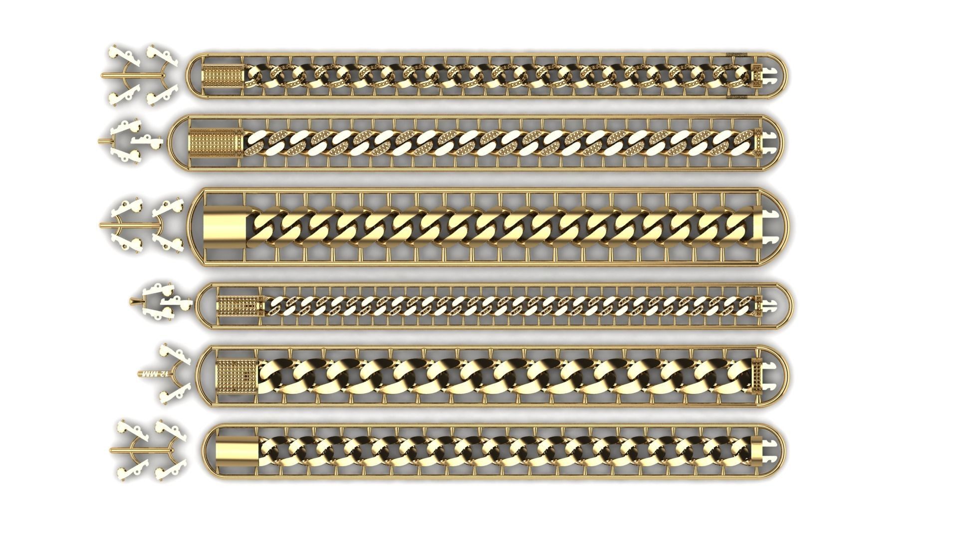 Cubans Collection 24 Fusion Link Chain Bracelets and Necklaces 3D print model_4