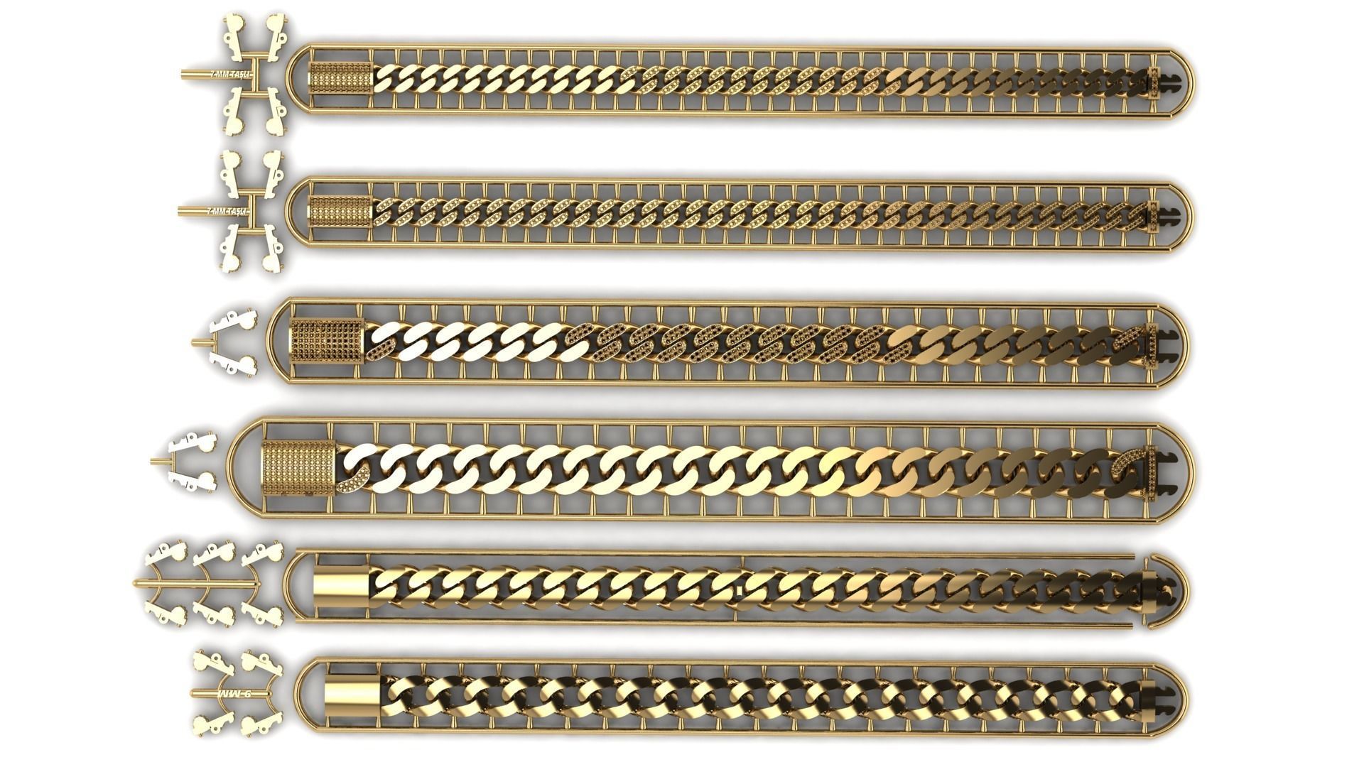 Cubans Collection 24 Fusion Link Chain Bracelets and Necklaces 3D print model_2