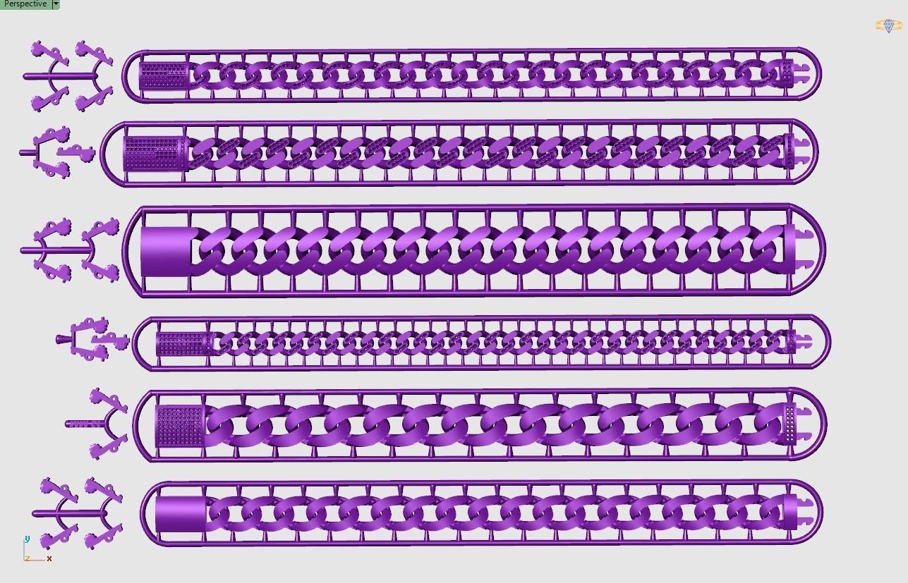 Cubans Collection 24 Fusion Link Chain Bracelets and Necklaces 3D print model_1