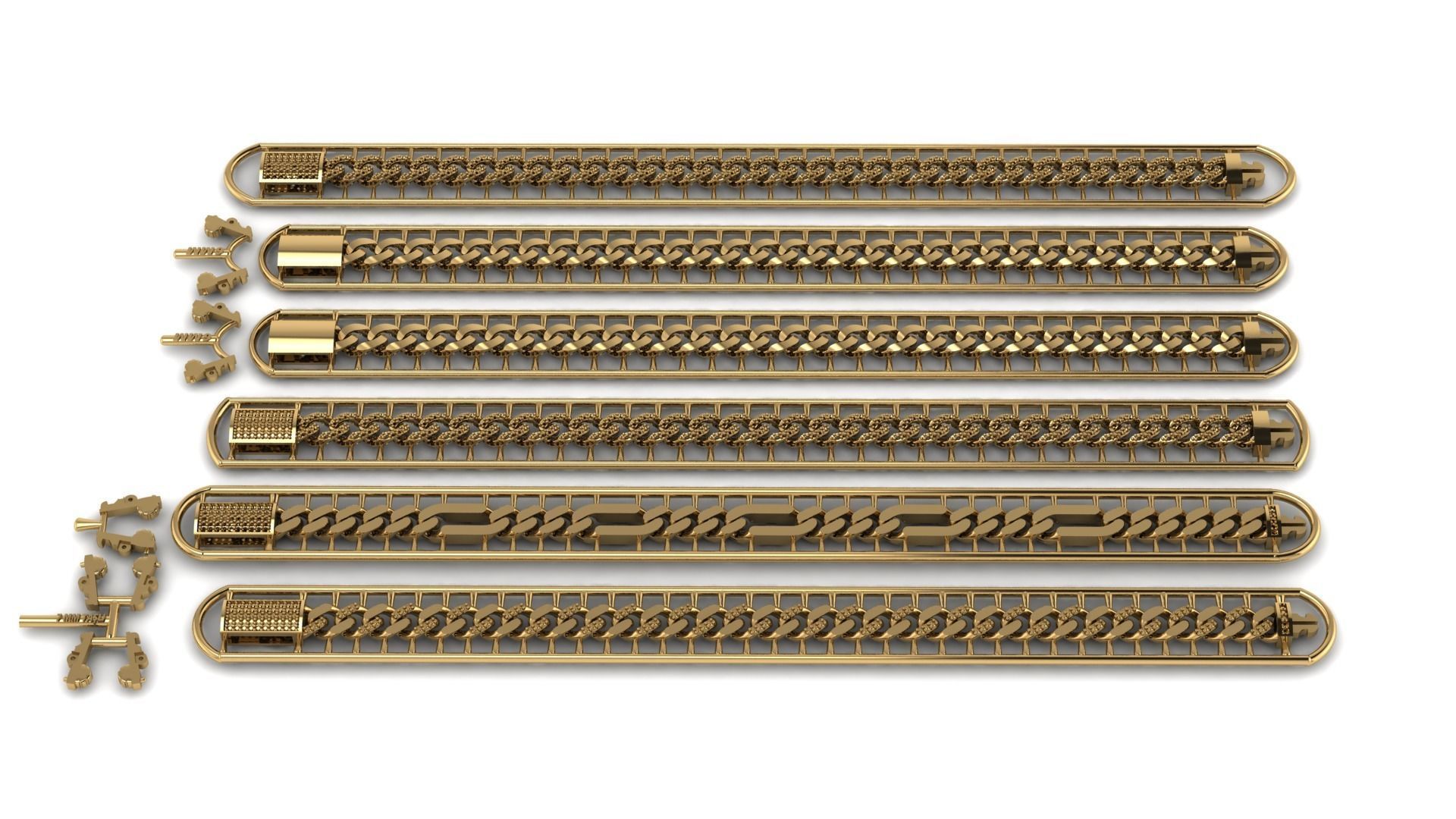 Cubans Collection 24 Fusion Link Chain Bracelets and Necklaces 3D print model_3