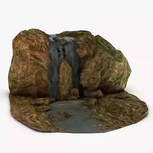 Mossy Waterfall Low-poly 3D model