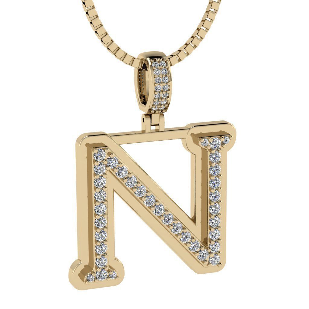 Alphabet Diamond pendant N 3D print model_12