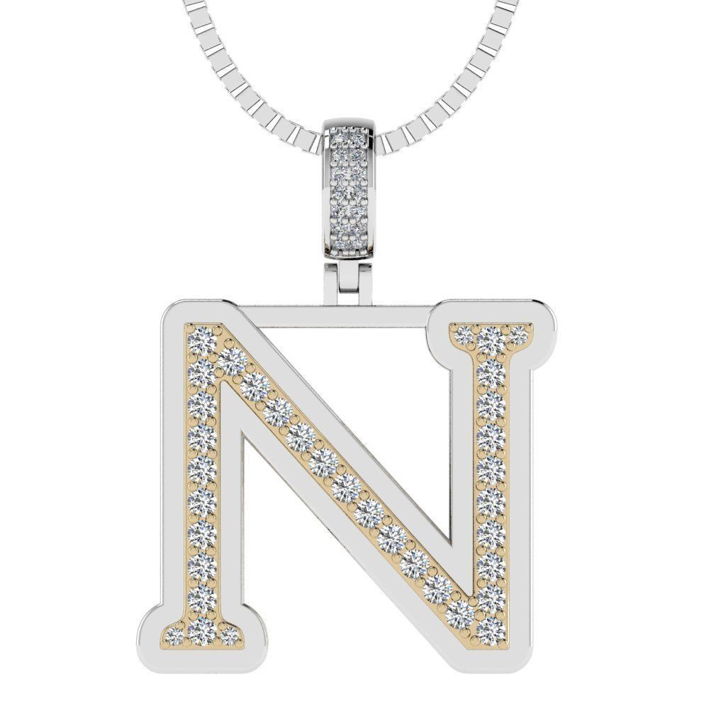 Alphabet Diamond pendant N 3D print model_9