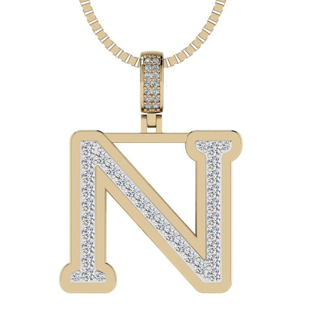 Alphabet Diamond pendant N 3D print model_6