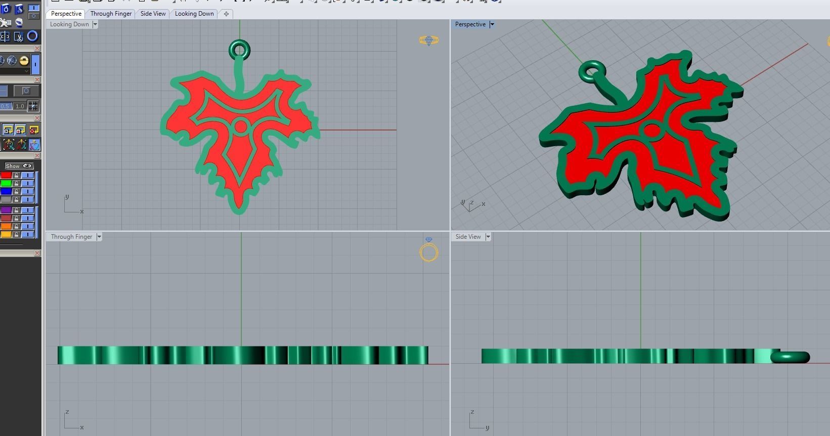 leaf enamel  pendant 3D print model_3