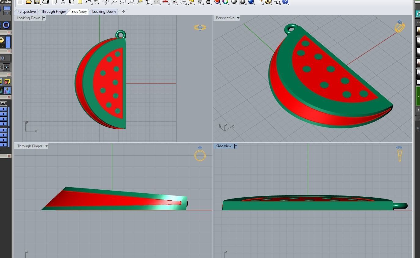 watermelon pendnat 3D print model_3