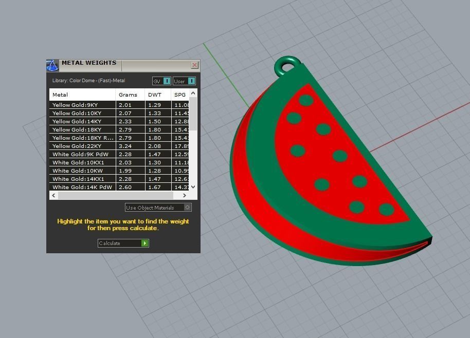watermelon pendnat 3D print model_4
