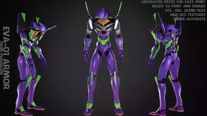 Evangelion EVA-01 Full Armor for Cosplay 3D print model