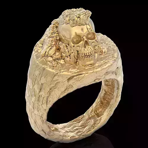 Skull rock ring  gold jewelry printable 3D model