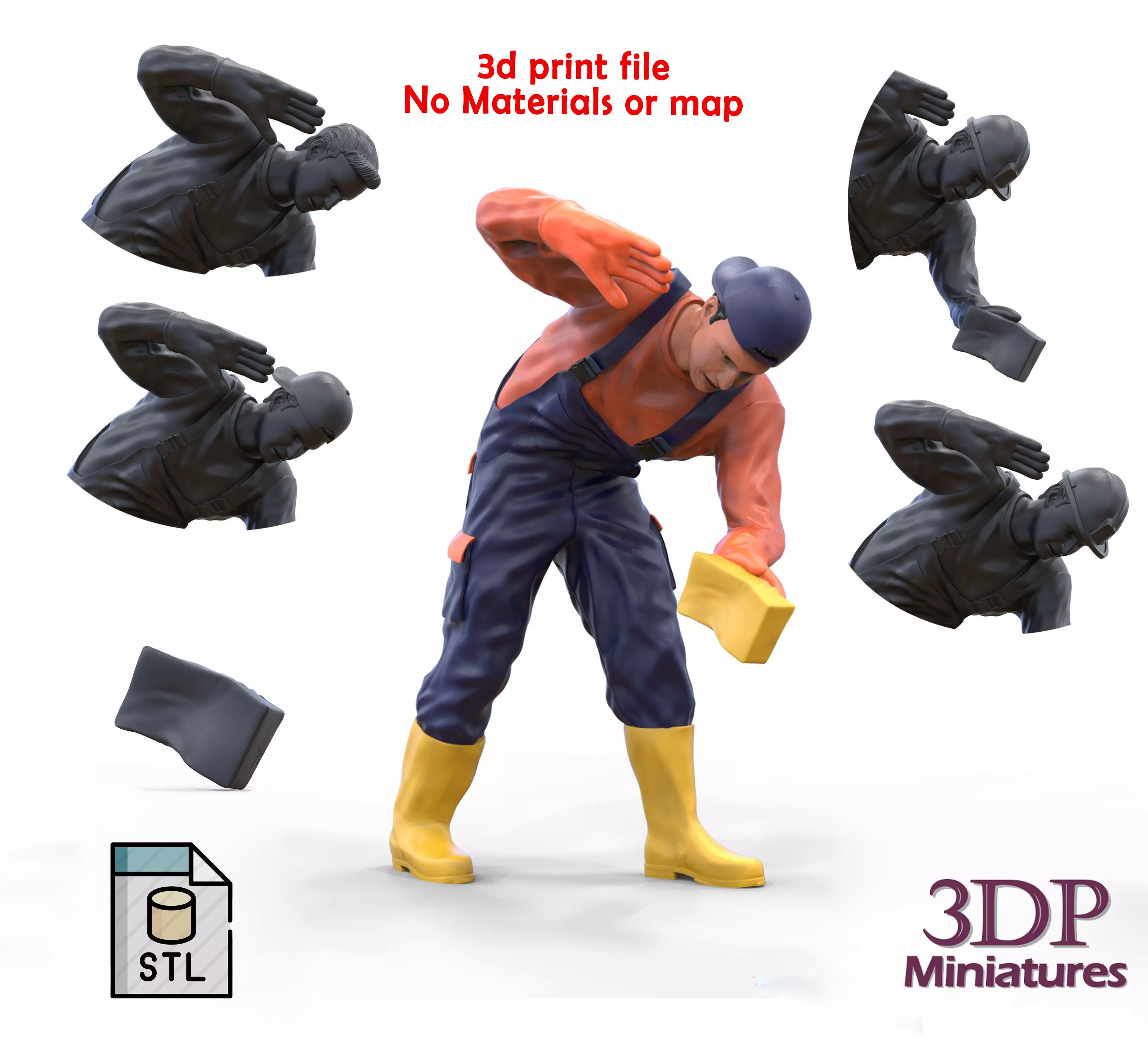 N8 Car Wash Worker with Sponge 3D print model