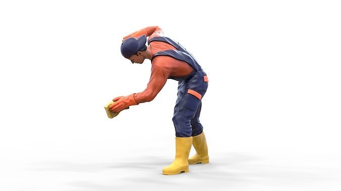 N8 Car Wash Worker with Sponge 3D print model 2