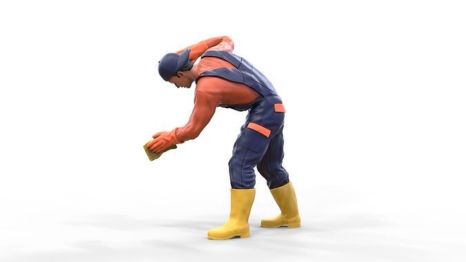 N8 Car Wash Worker with Sponge 3D print model 7