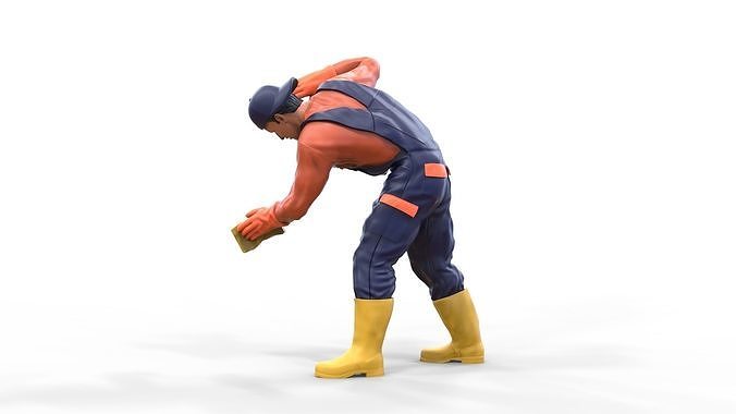 N8 Car Wash Worker with Sponge 3D print model 6