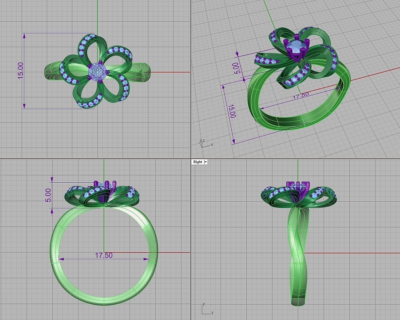 Flower Ring R 36 3D print model_11
