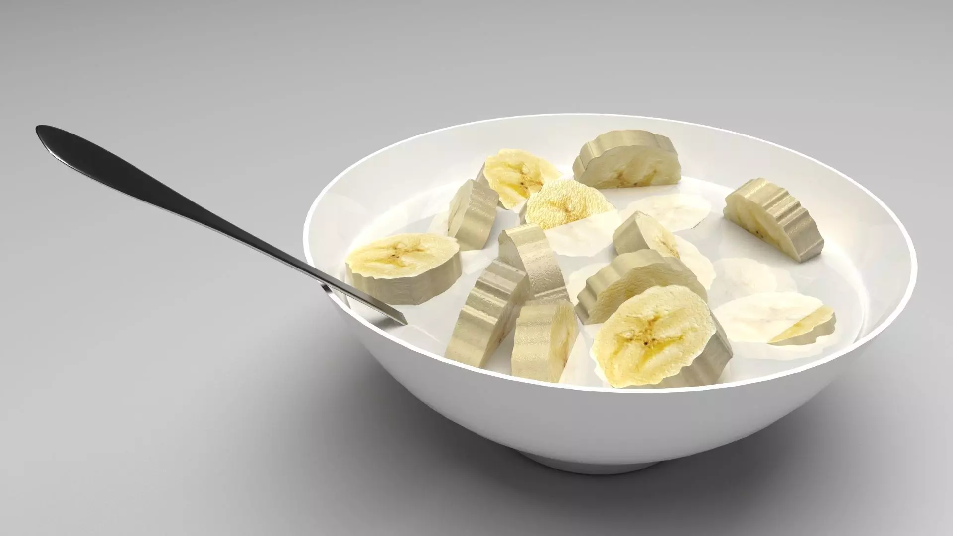 Bowl of Bananas With Milk 3D model