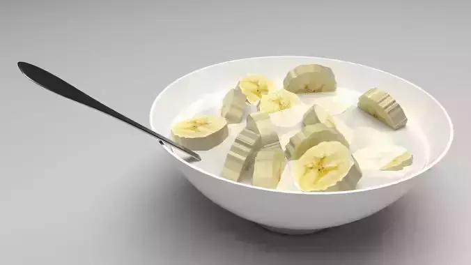 Bowl of Bananas With Milk