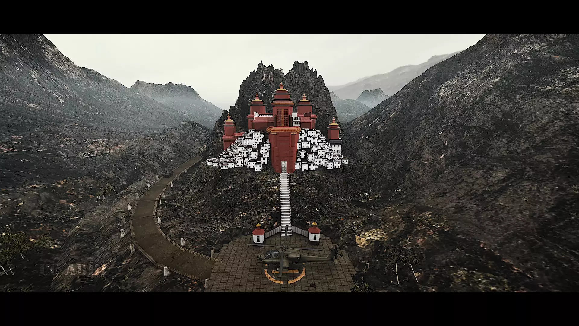 KGF Castle with Complete intro pack with Helicopter entry 3D model_0