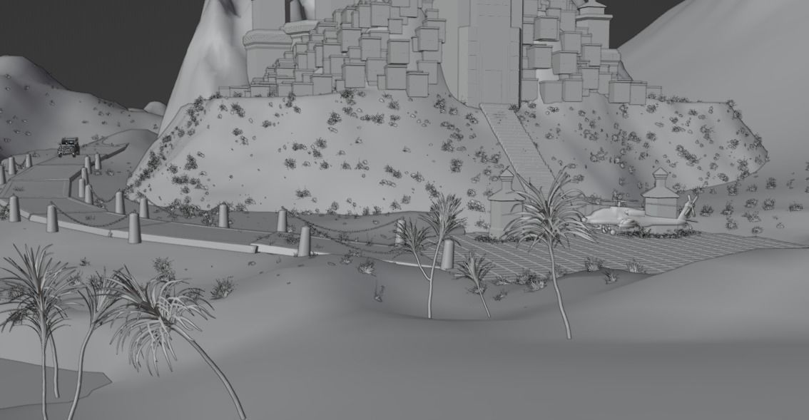 KGF Castle with Complete intro pack with Helicopter entry 3D model_9