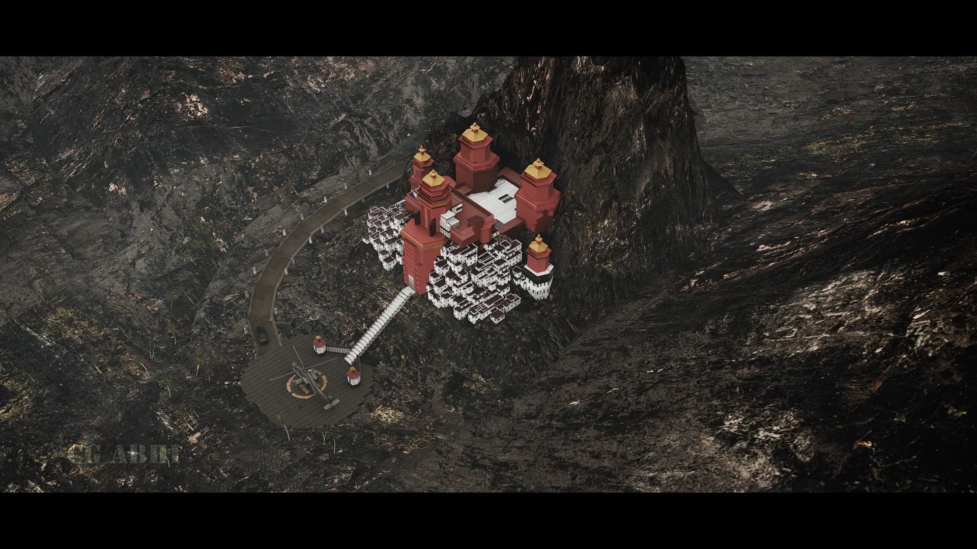 KGF Castle with Complete intro pack with Helicopter entry 3D model_7