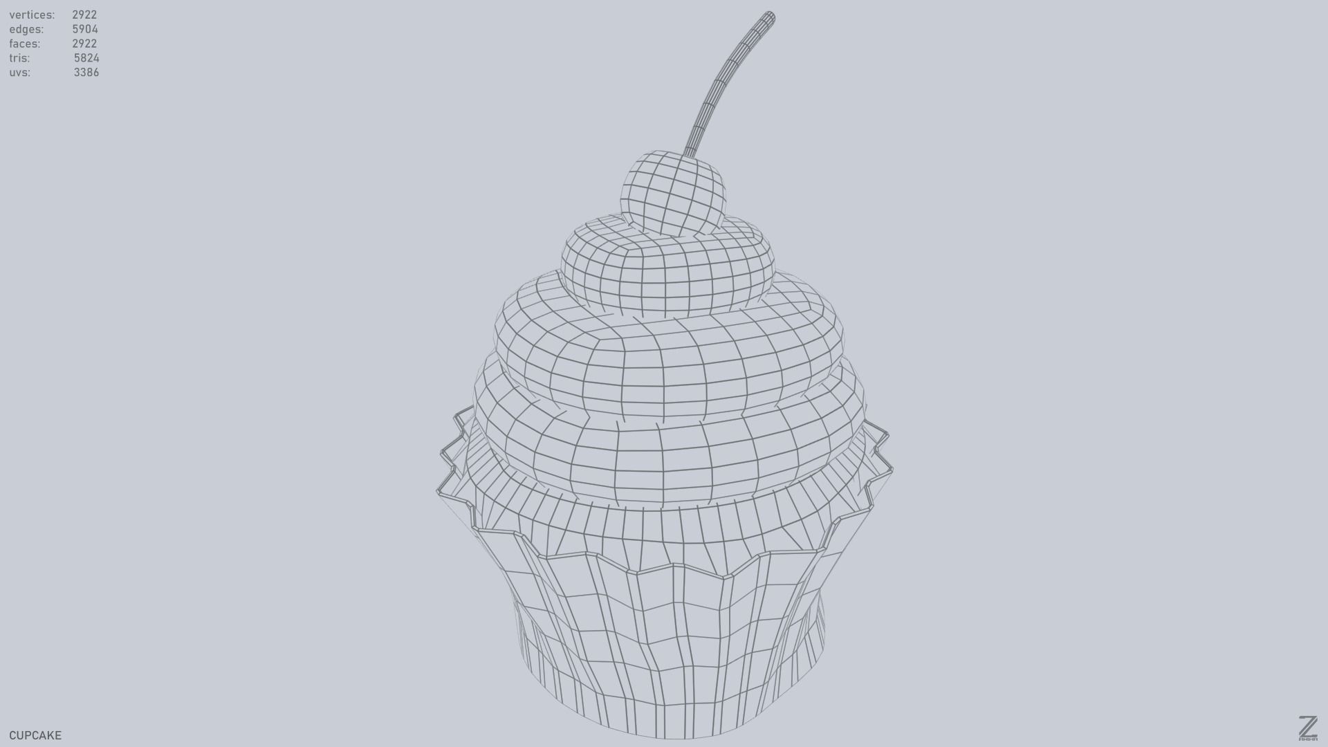 Cupcake Low-poly 3D model_2