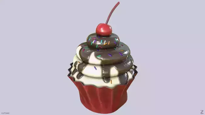 Cupcake Low-poly 3D model