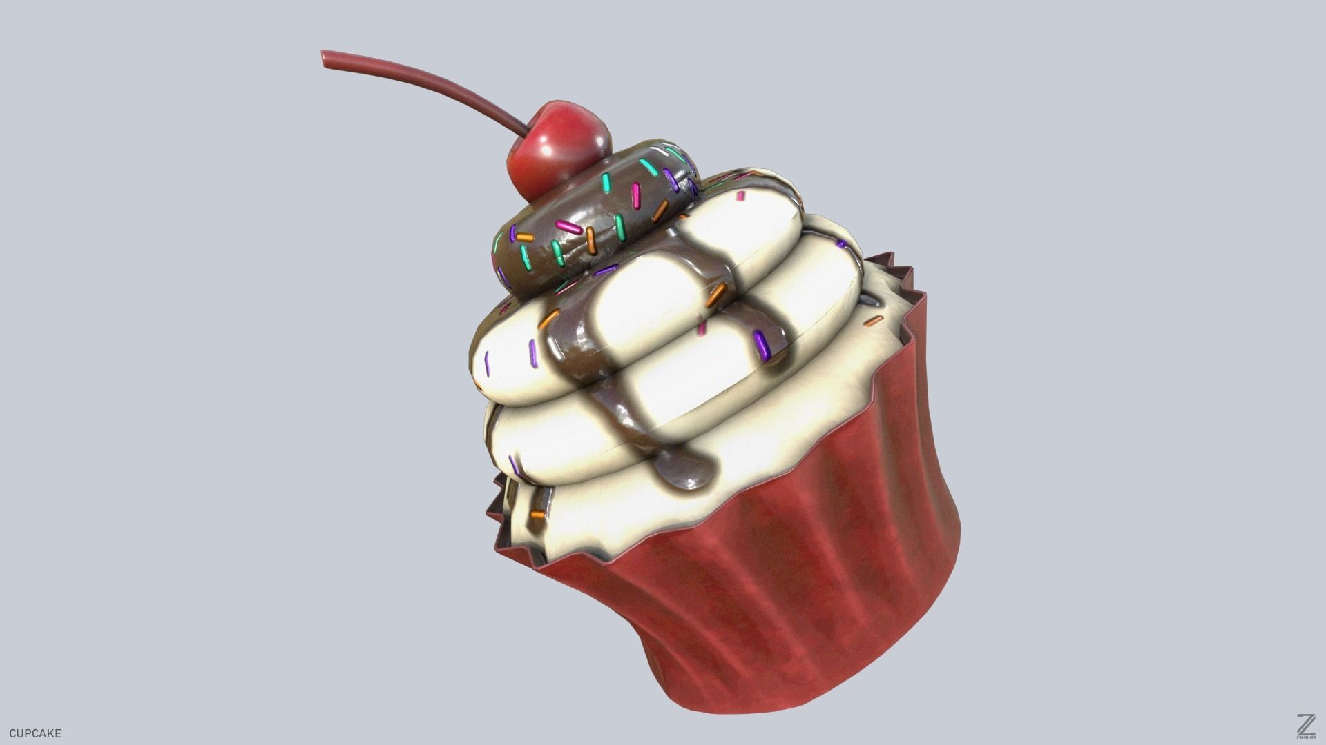 Cupcake Low-poly 3D model_7
