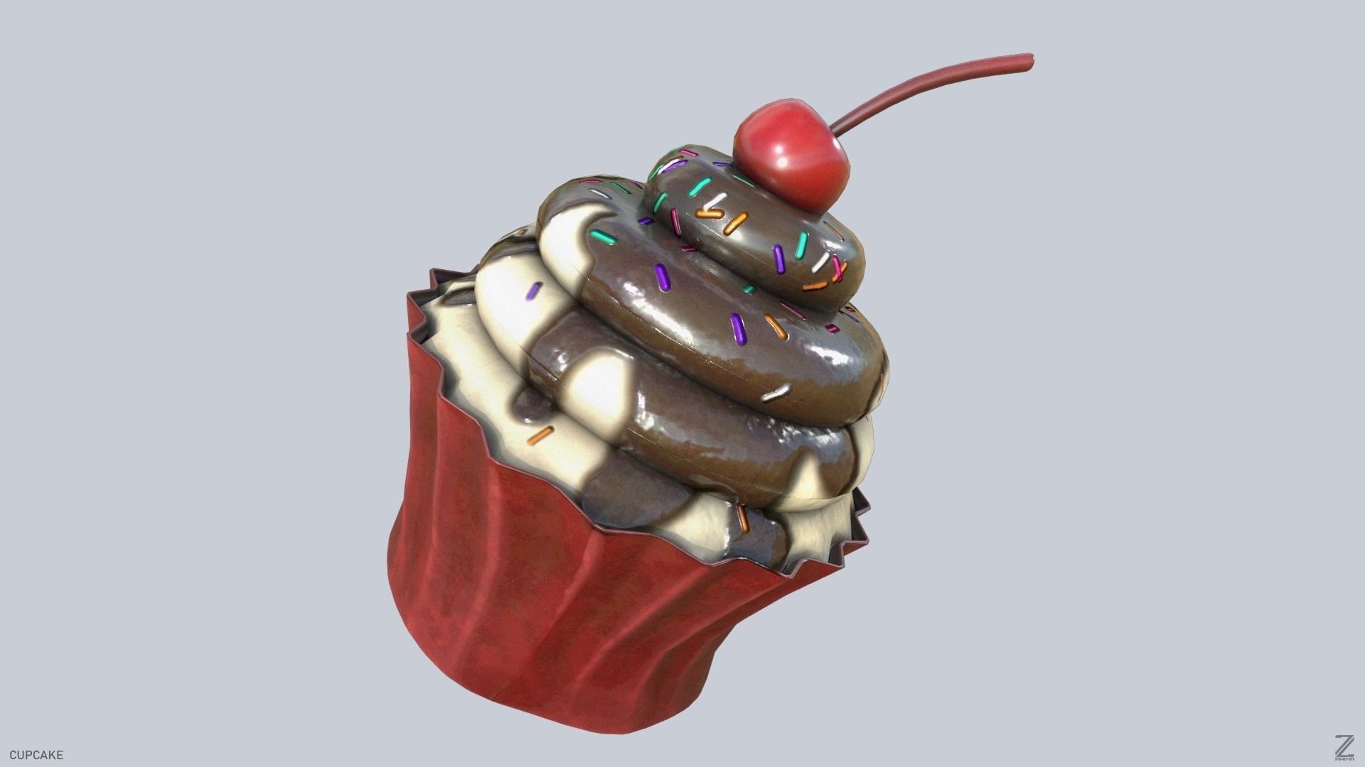 Cupcake Low-poly 3D model_6