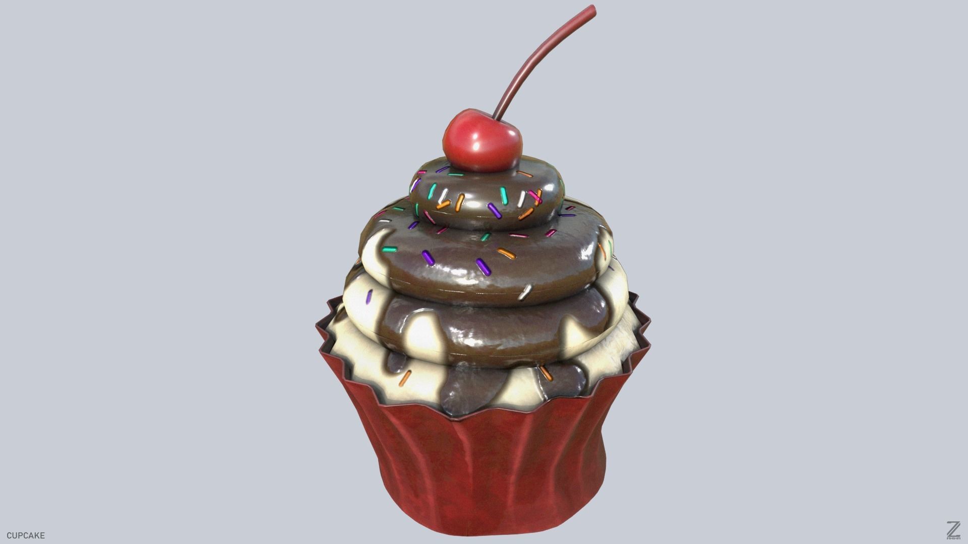 Cupcake Low-poly 3D model_3