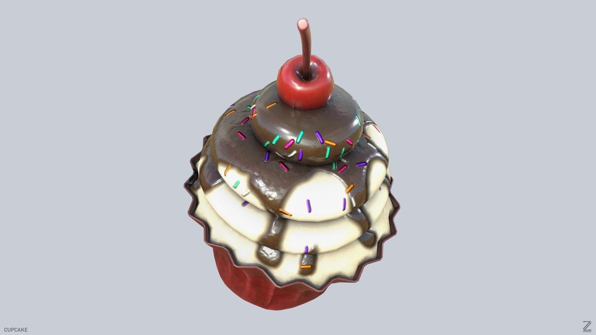 Cupcake Low-poly 3D model_8