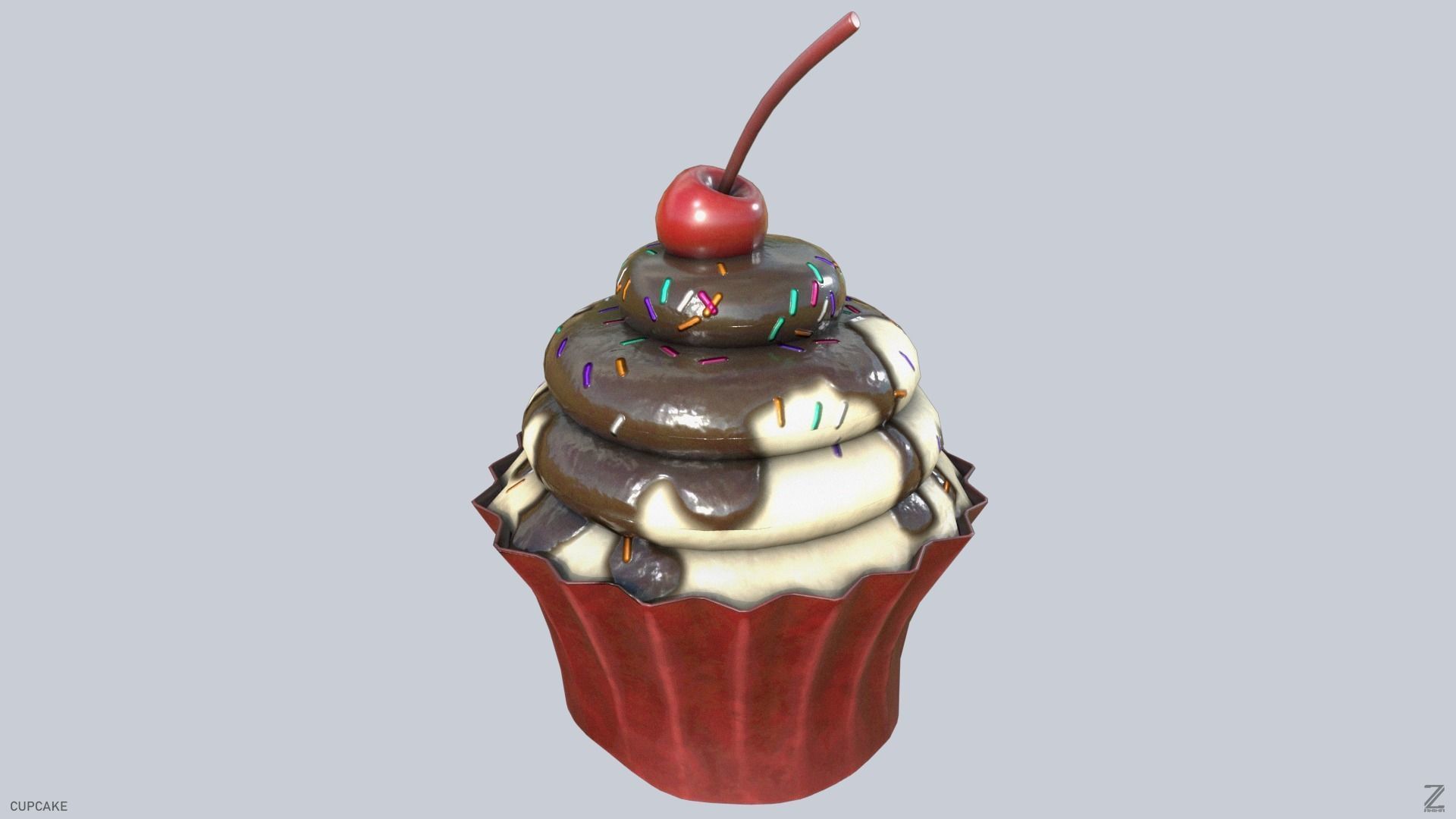Cupcake Low-poly 3D model_4