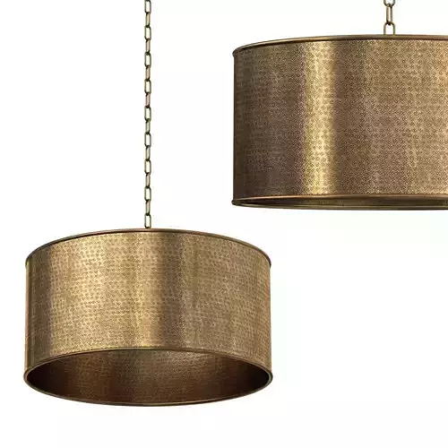 Hammered Brass Drum Shade Pendant