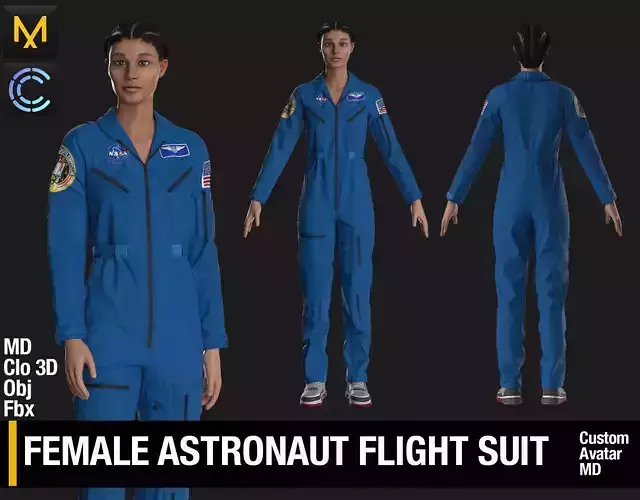 Female Astronaut Flight Suit Marvelous Designer Clo 3D project 3D model