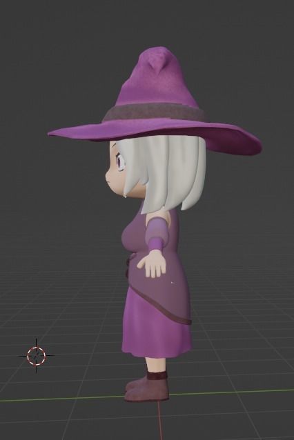 3d model witch chibi in blender 3D print model_4