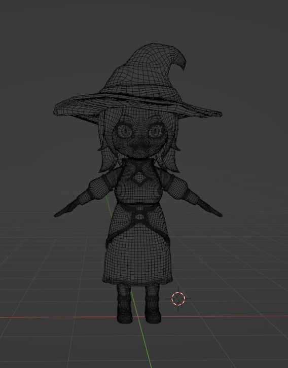 3d model witch chibi in blender 3D print model_1