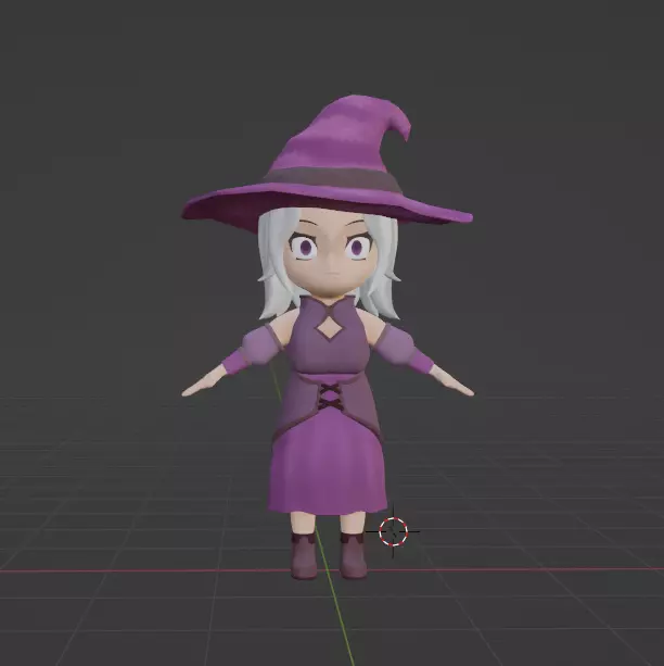 3d model witch chibi in blender 3D print model_0