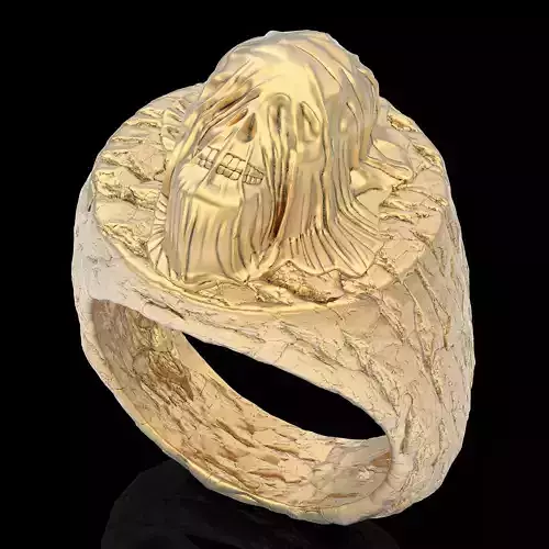 Rock hidden skull ring silver gold jewelry printable 3D model