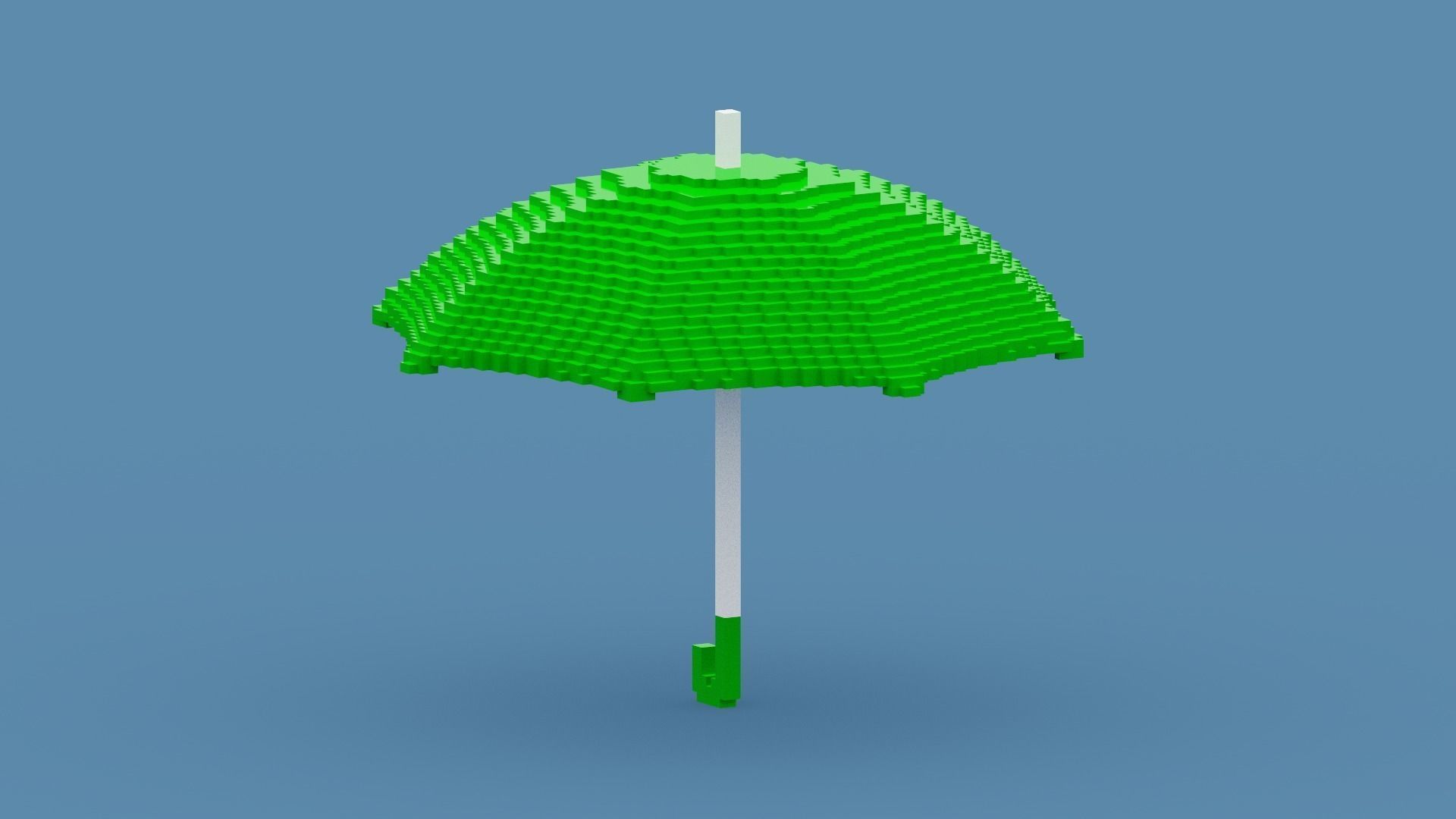 Voxel Green Umbrella Low-poly 3D model_9