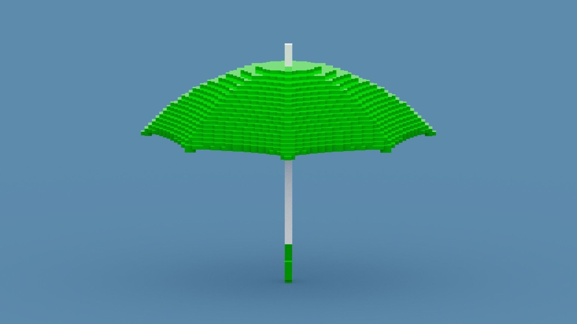Voxel Green Umbrella Low-poly 3D model_4