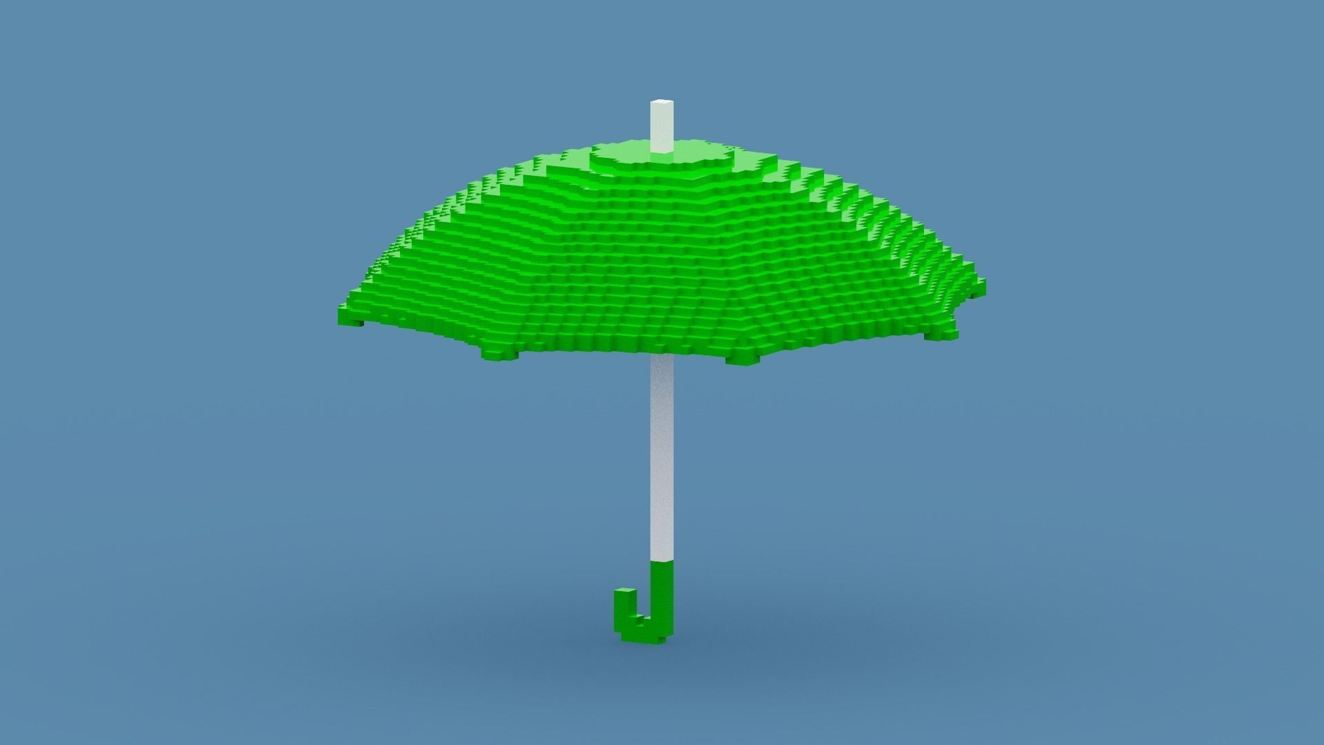 Voxel Green Umbrella Low-poly 3D model_8