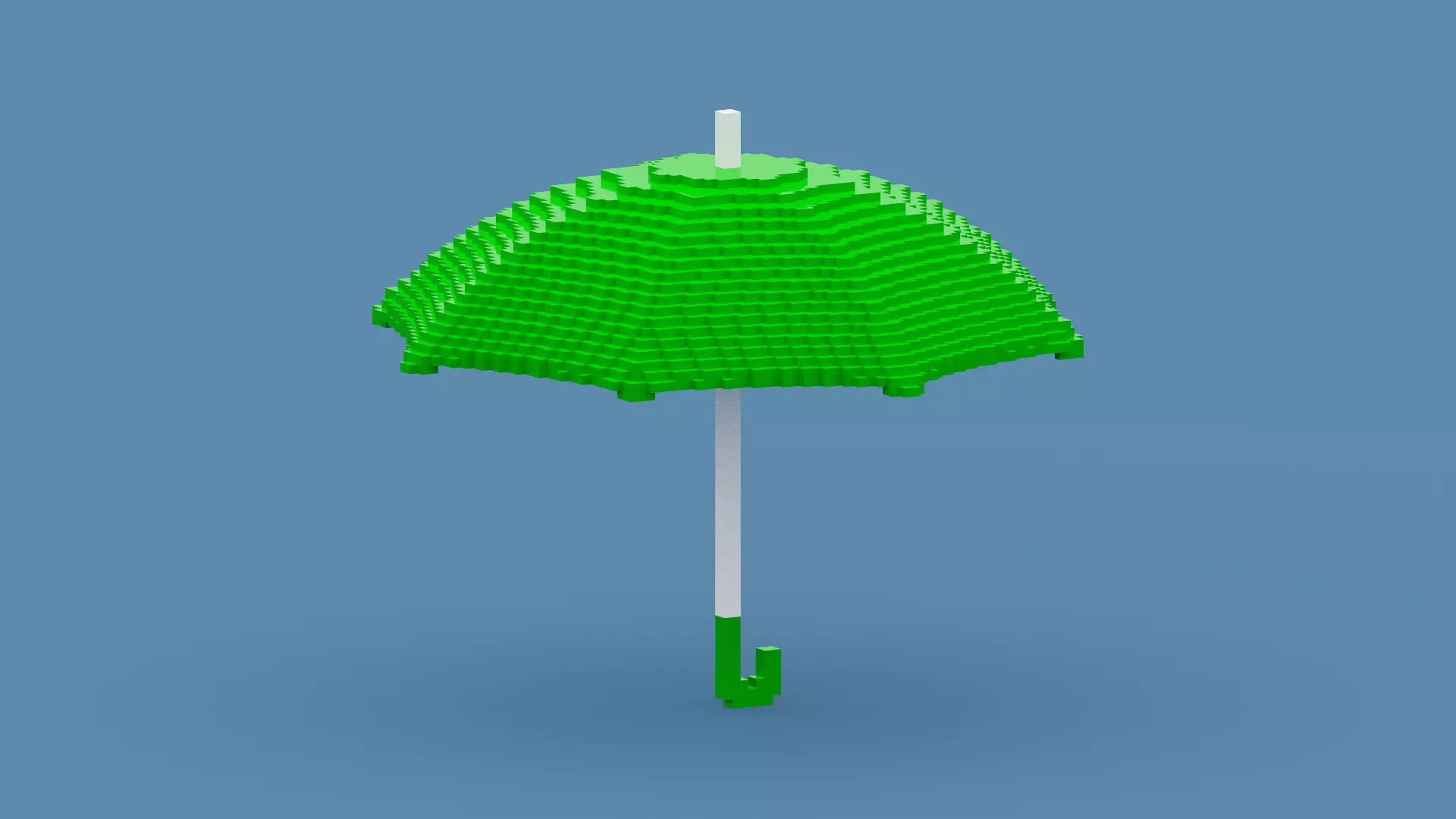 Voxel Green Umbrella Low-poly 3D model_0