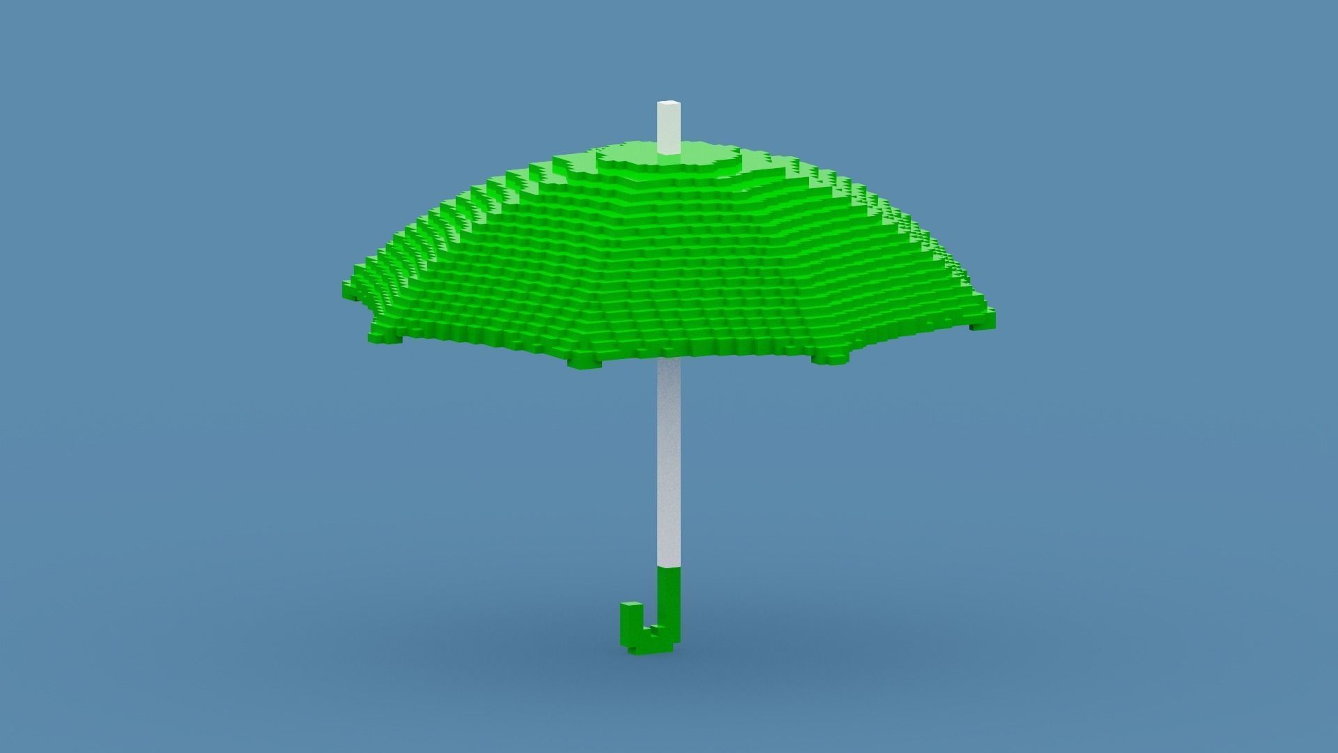 Voxel Green Umbrella Low-poly 3D model_6