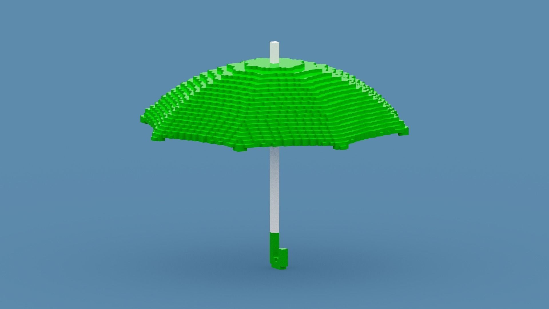 Voxel Green Umbrella Low-poly 3D model_3