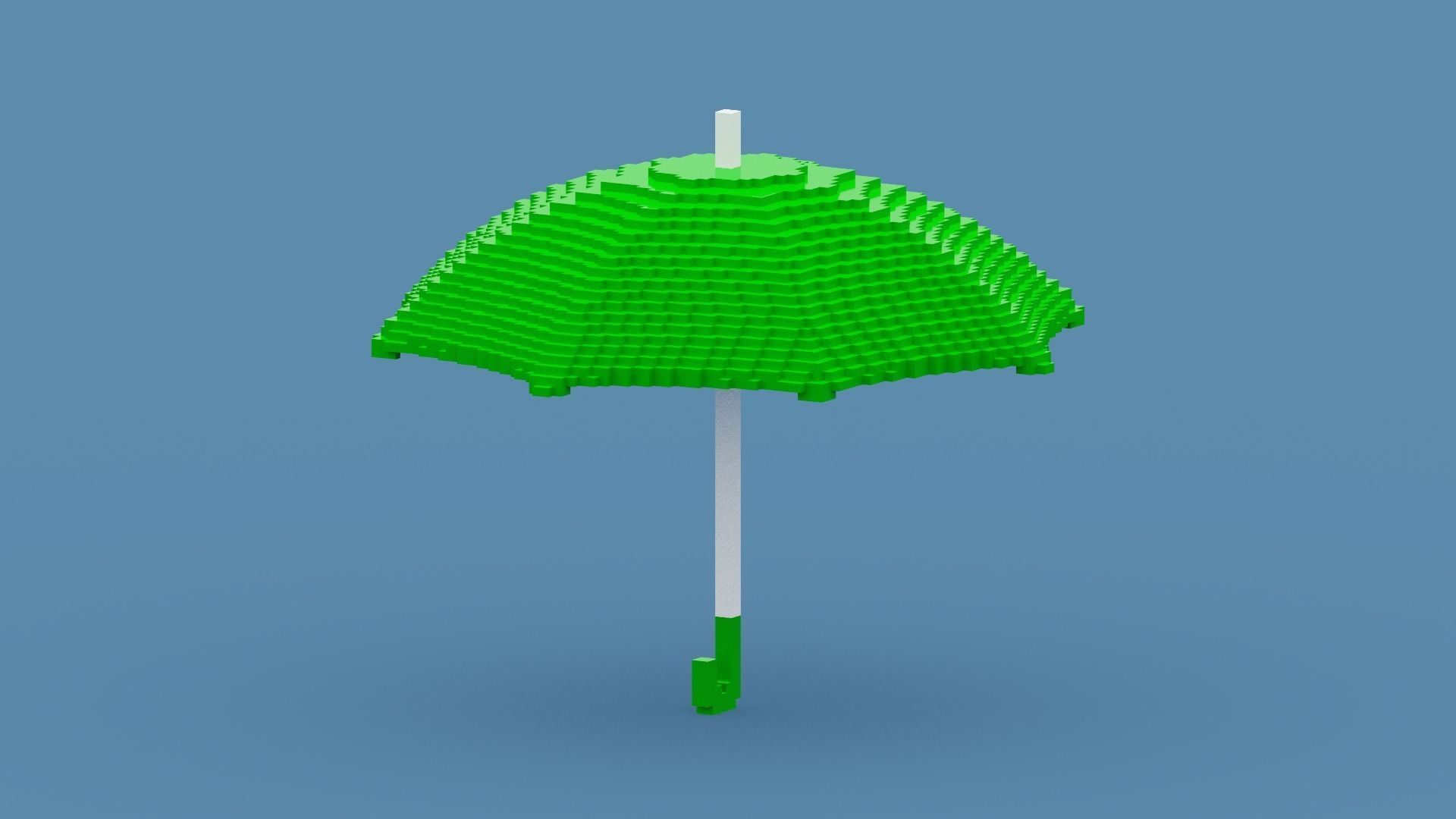 Voxel Green Umbrella Low-poly 3D model_5