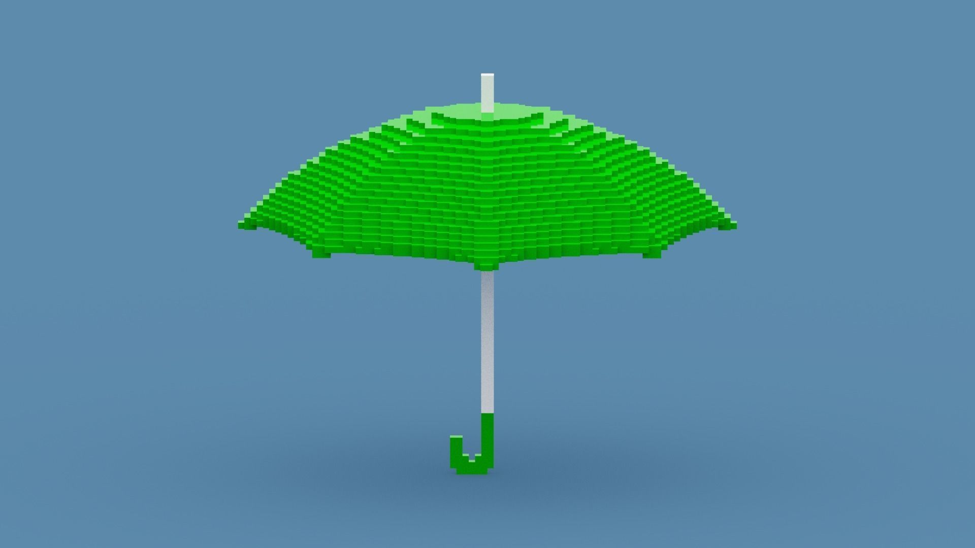 Voxel Green Umbrella Low-poly 3D model_7