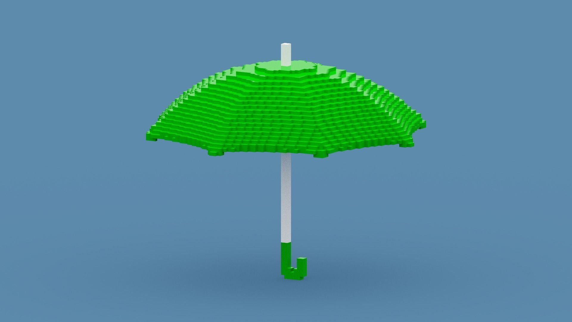 Voxel Green Umbrella Low-poly 3D model_2