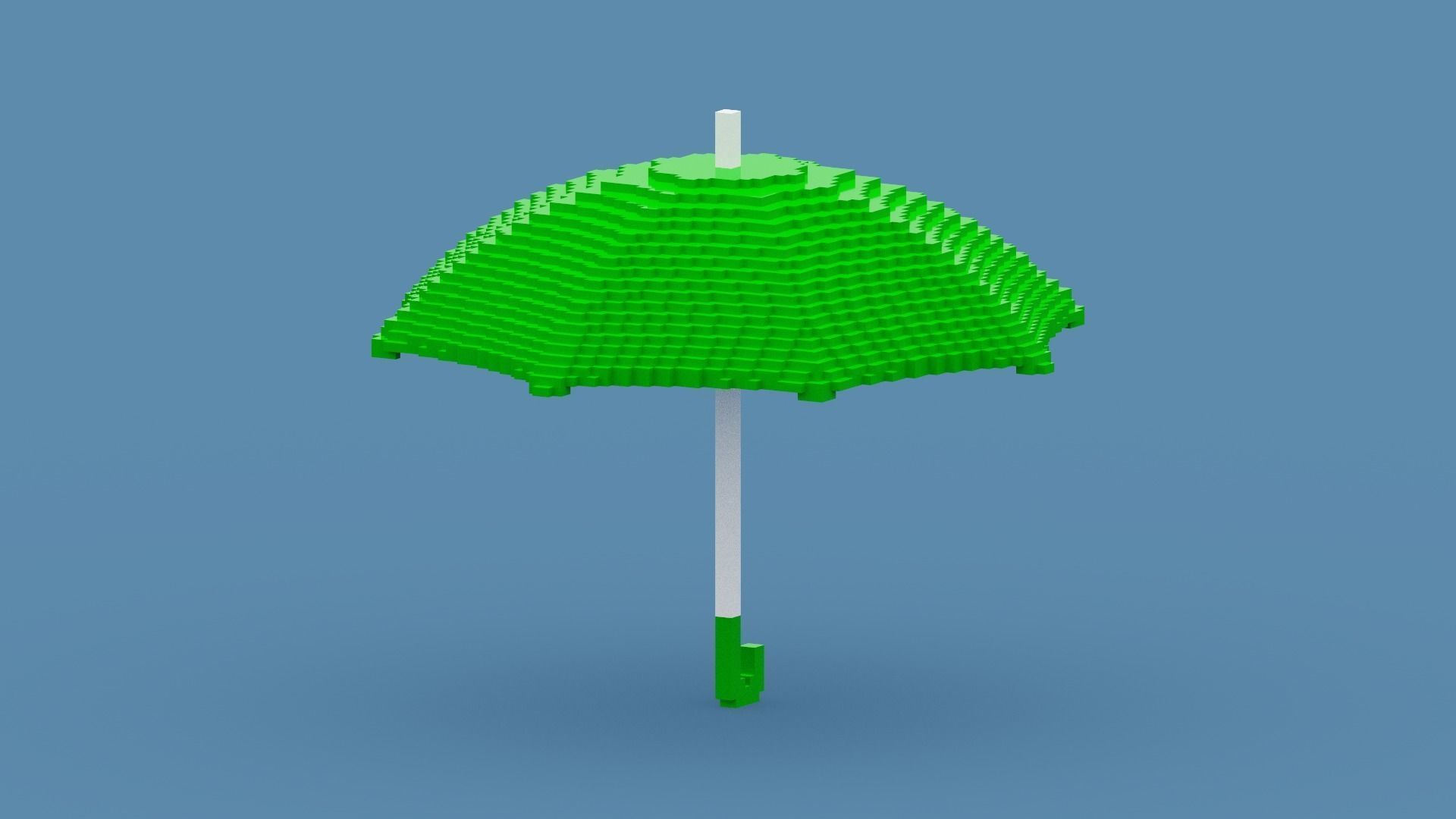 Voxel Green Umbrella Low-poly 3D model_11
