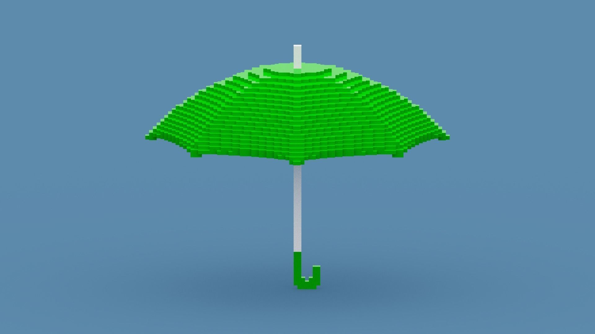Voxel Green Umbrella Low-poly 3D model_1