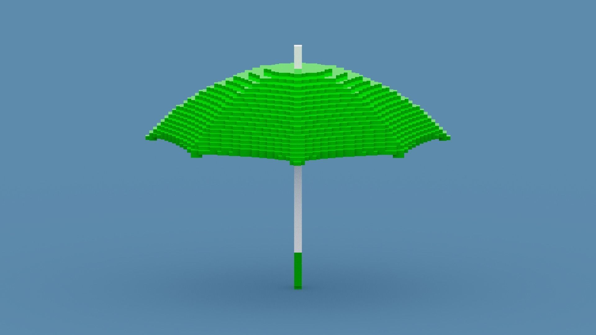 Voxel Green Umbrella Low-poly 3D model_10